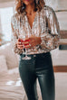 Karleedress Stylish V Neck Long Sleeve Sequin Splice Top