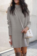 Karleedress Solid Crewneck Long Sleeve Knit Dress