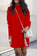 Karleedress Solid Crewneck Long Sleeve Knit Dress