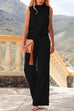 Karleedress Crewneck Sleeveless Wide Leg Jumpsuit