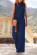 Karleedress Crewneck Sleeveless Wide Leg Jumpsuit