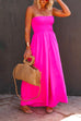 Karleedress Strapless Smocked Pocketed Wide Leg Jumpsuit