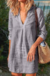 Karleedress V Neck Long Sleeve Cotton Linen Dress