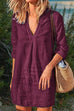 Karleedress V Neck Long Sleeve Cotton Linen Dress