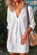 Karleedress V Neck Long Sleeve Cotton Linen Dress