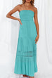 Karleedress Strapless Tube Hollow Out Lace Splice Tiered Maxi Dress