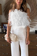 Karleedress Fuzzy Feather Crop Tube Top