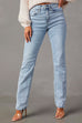 Karleedress Raw Hem Distressed Straight Leg Denim Pants