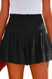 Karleedress Elastic Smocked Waist Wide Leg Solid Shorts