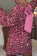 Karleedress Long Sleeves Bow Back Sequin Party Dress