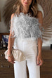 Karleedress Fuzzy Feather Crop Tube Top