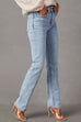 Karleedress Raw Hem Distressed Straight Leg Denim Pants