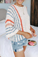 Karleedress 3/4 Sleeve Crewneck Striped Sweater