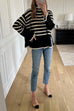 Karleedress Striped Tuetleneck Side Split Pullover Sweater