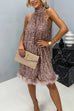 Karleedress Halter Sleeveless Feather Hem Sequin Dress