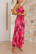 Karleedress One Shoulder Asymmetrical Pleated Floral Maxi Dress