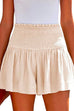 Karleedress Elastic Smocked Waist Wide Leg Solid Shorts