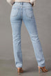 Karleedress Raw Hem Distressed Straight Leg Denim Pants