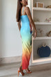 Karleedress Back Slit Gradient Printed Sequin Maxi Cami Dress