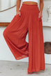 Karleedress Smocked Elastic Waist Pleated Wide Leg Pants