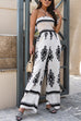 Karleedress Halter Smocked Tube Wide Leg Printed Jumpsuit