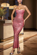 Karleedress Strapless Tube Back Slit Rhinestone Maxi Party Dress