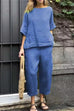 Karleedress Half Sleeves Casual Pullover Top Wide Leg Pants Set