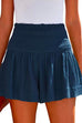 Karleedress Elastic Smocked Waist Wide Leg Solid Shorts