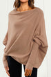 Karleedress Solid Batwing Sleeves Slouchy Knit Sweater