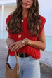 Karleedress Gold Buttons Pocketed Chunky Sweater Vest