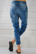 Karleedress Drawstring Waist Ruched Harem Denim Joggers