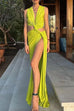 Karleedress V Neck Knot Front Cut Out High Slit Sleeveless Maxi Dress