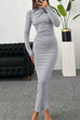 Karleedress Elegant Long Sleeves Ruched Bodycon Maxi Dress