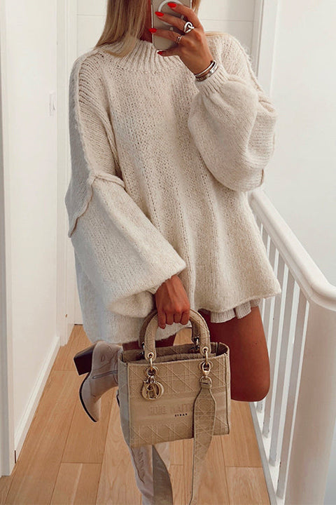 Karleedress Drop Shoulder Plain Casual Pullover Sweater