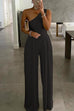 Karleedress One Shoulder Wide Leg Sleeveless Jumpsuit