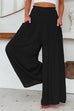 Karleedress Smocked Elastic Waist Pleated Wide Leg Pants