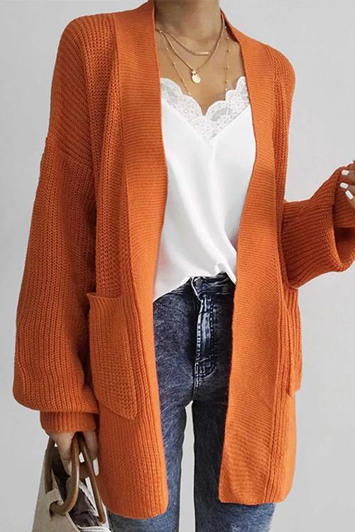 Karleedress Dorsch Open Front Lantern Sleeve Knit Cardigan