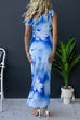 Asymmetric Shoulder Twist Front Slit Floral Maxi Dress