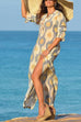 Karleedress V Neck Side Split Printed Maxi Holiday Dress