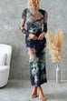 Chic Long Sleeves Abstract Print Bodycon Maxi Dress