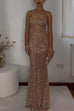 Karleedress Spaghetti Strap Sheer Embellished Maxi Party Gown