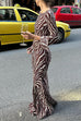 Karleedress Boat Neck Bell Sleeves Animal Print Maxi Dress