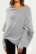 Karleedress Solid Batwing Sleeves Slouchy Knit Sweater