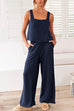 Karleedress Square Collar Tank Top Wide Leg Pants Casual Lounge Sets