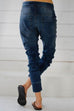 Karleedress Drawstring Waist Ruched Harem Denim Joggers