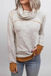 Karleedress Casual Cowl Neck Color Block Sweatshirt with Thumb Hole