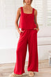 Karleedress Square Collar Tank Top Wide Leg Pants Casual Lounge Sets