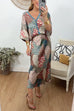 Karleedress 3/4 Sleeves Button Up Top and High Waist Maxi Skirt Printed Set