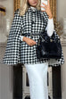 Elegant Button Down Houndstooth Poncho Coat