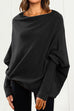 Karleedress Solid Batwing Sleeves Slouchy Knit Sweater